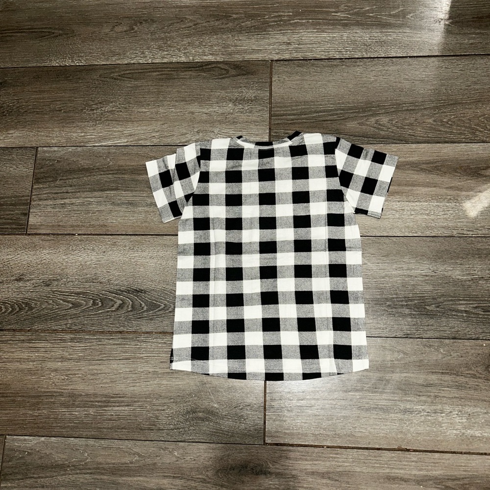 NWT Kate Quinn Black And Beige Gingham Short Sleeve Boxy Tee size 2T Or 4T. - Picture 5 of 7